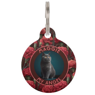 Médaillon Pour Animaux Cadeau de maman de chat coloré Impression d'œillet