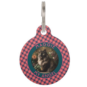 Médaillon Pour Animaux Cadeau de maman de chat mignon motif Gingham