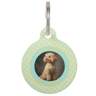 Médaillon Pour Animaux Cadeau élégant à thème animal à motif Gingham