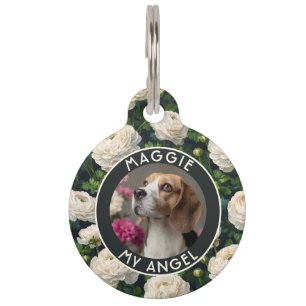 Médaillon Pour Animaux Cadeau personnalisé de chat Ranunculus Floral