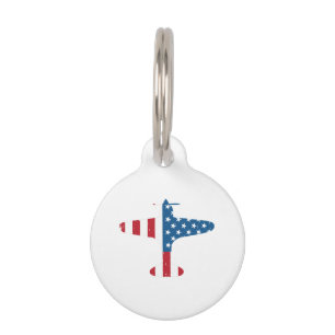 Médaillon Pour Animaux Cadeau pour pilote vétéran d'avion avec drapeau am