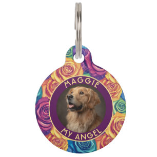 Médaillon Pour Animaux Cadeau Thématique de Fleur de Rose de Animal de Co
