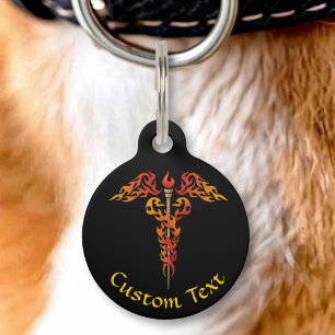 Médaillon Pour Animaux Caducée aux flammes