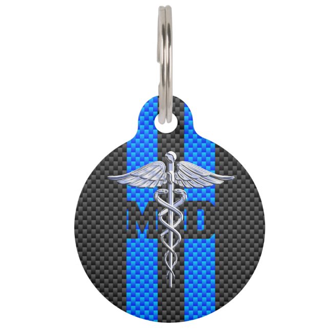 Médaillon Pour Animaux Caducée du médecin DM sur le style de fibre de (Devant)