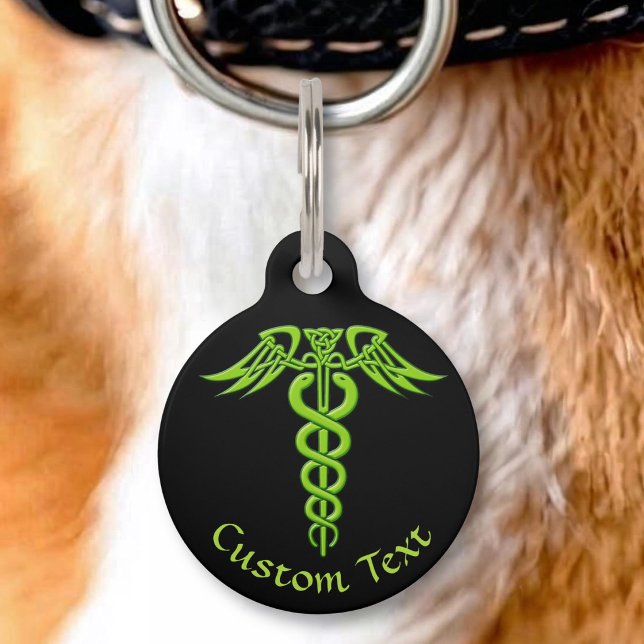 Médaillon Pour Animaux Caducée nœud celtique vert (Créateur téléchargé)