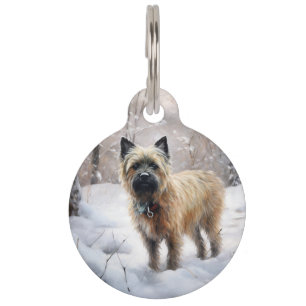 Médaillon Pour Animaux Cairn Terrier Laissez tomber la neige Noël