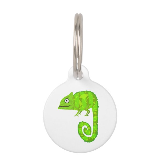 Médaillon Pour Animaux Caméléon mignon vert (Devant)