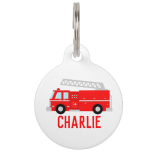 Médaillon Pour Animaux Camion feu rouge