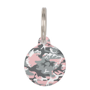 Médaillon Pour Animaux Camouflage rose et gris, Militaire, Armée