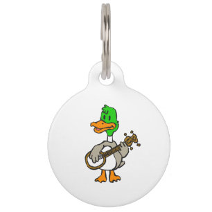 Médaillon Pour Animaux Canard drôle jouant au banjo  choisir la couleur 