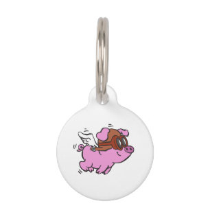 Médaillon Pour Animaux Caricature volante de cochon rose   choisir la cou
