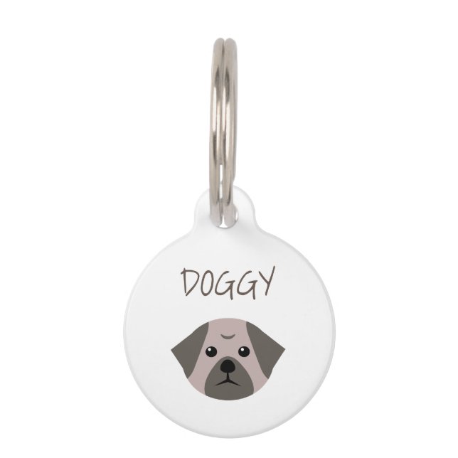 Médaillon Pour Animaux Carlin chien mignon (Dos)