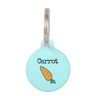 Médaillon Pour Animaux Carotte végétale turquoise