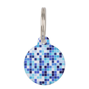 Médaillon Pour Animaux Carreaux de Piscine, Carreaux de Mosaïque Bleus, M