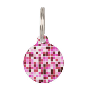 Médaillon Pour Animaux Carreaux de Piscine, Carreaux de Mosaïque Roses, M