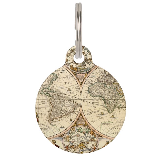 Médaillon Pour Animaux Carte historique détaillée (Devant)