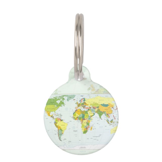 Médaillon Pour Animaux Carte mondiale Globe Pays Atlas (Devant)