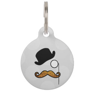 Médaillon Pour Animaux Casquette, Monocle, Mustache, Parties scintillant 
