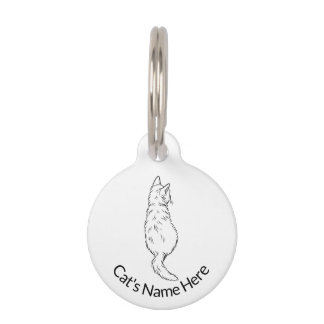 Médaillon Pour Animaux Cat Back View Round Pet Tag Personalized