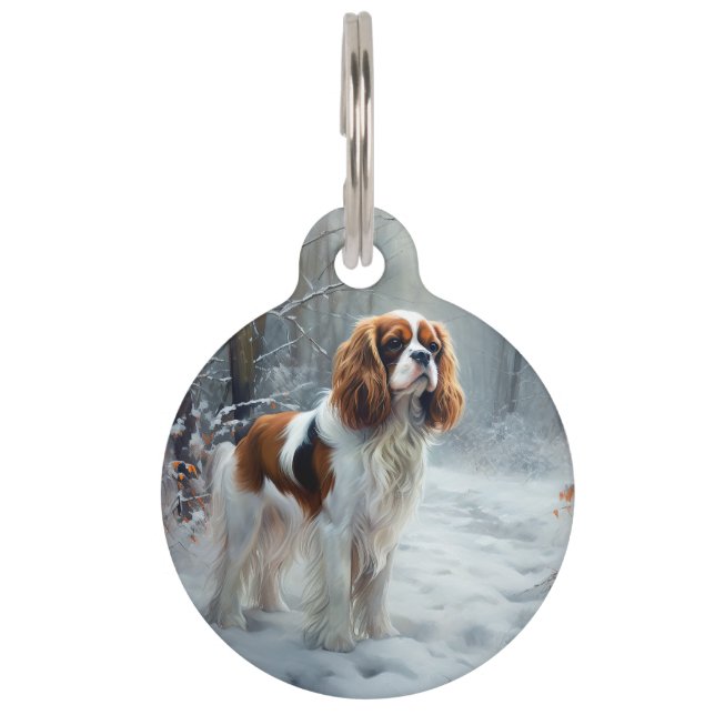 Médaillon Pour Animaux Cavalier Roi Qu'il neige Noël Pincé (Devant)