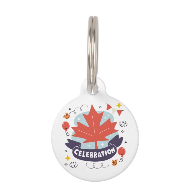Médaillon Pour Animaux Célébration festive de la feuille d'érable (Devant)