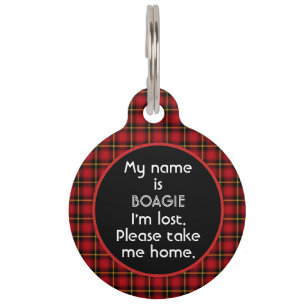 Médaillon Pour Animaux Chalet rouge écossais en plaid personnalisé gran