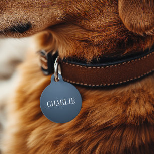 Médaillon Pour Animaux Charlie Classic Nom Monogramme Marine