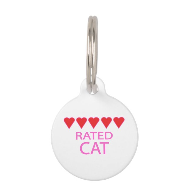 Médaillon Pour Animaux Chat à cinq coeurs (Devant)