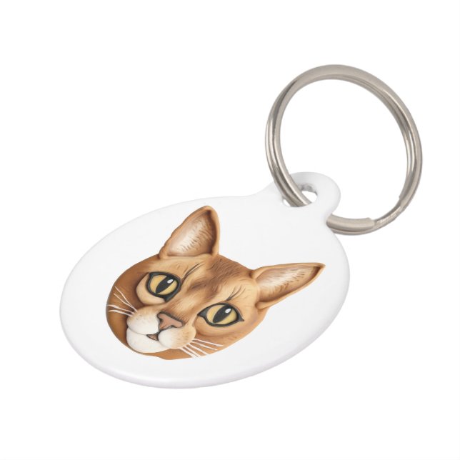 Médaillon Pour Animaux Chat abyssinien 3D inspiré (Côté )
