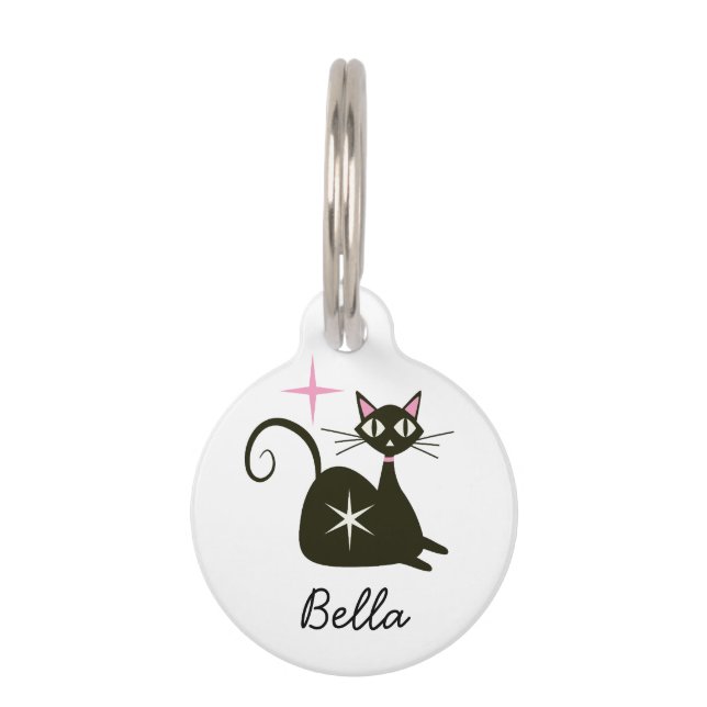 Médaillon Pour Animaux Chat Atomique Noir de Style Milieu de Siècle  (Devant)