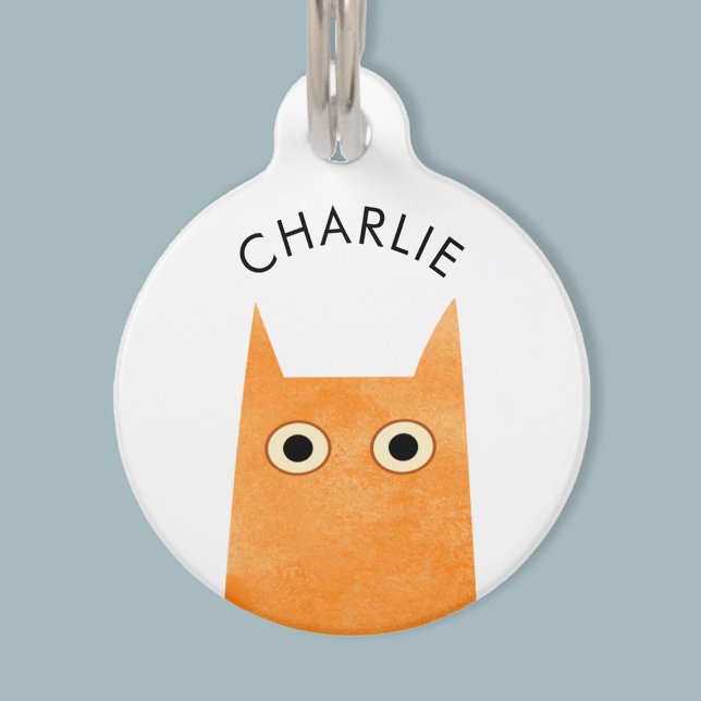 Médaillon Pour Animaux Chat au gingembre orange (Fun Orange Ginger Cat personalized name and details cat pet tag)