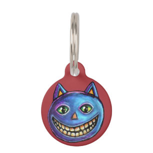 Médaillon Pour Animaux Chat bleu souriant Vintage Halloweenies