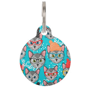 Médaillon Pour Animaux Chat dans le casquette