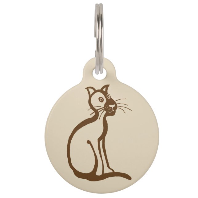 Médaillon Pour Animaux chat de dessin animé Brown (Devant)