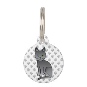 Médaillon Pour Animaux Chat de dessin animé mignon bleu russe et informat