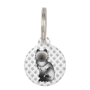 Médaillon Pour Animaux Chat de dessin animé persan mignon fumée et infos 