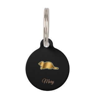 Médaillon Pour Animaux Chat d'or noir moderne