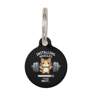 Médaillon Pour Animaux Chat drôle de gym de levage de poids Exercice 