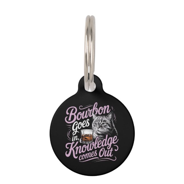 Médaillon Pour Animaux Chat drôle et graphique Bourbon Knowledge Comes Ou (Devant)
