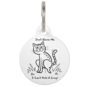 Médaillon Pour Animaux Chat Drôle 'Ne Peut Pas Tenir Une Pelle' Humour su