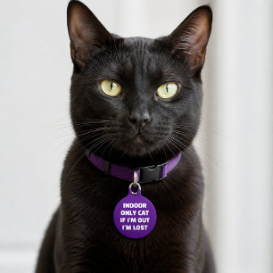Médaillon Pour Animaux Chat Intérieur Personnalisé Si Je Suis Dehors Je S