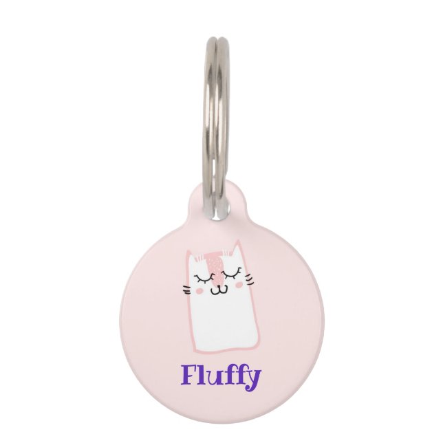 Médaillon Pour Animaux Chat Kitty Dormant rose (Devant)