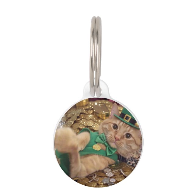 Médaillon Pour Animaux Chat lutin de la Saint-Patrick  (Devant)
