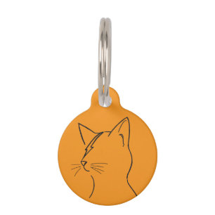 Médaillon Pour Animaux Chat Minimaliste Éclair Ligne Art Moderne Simp