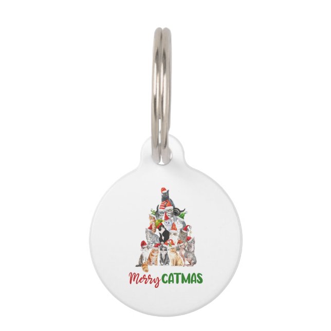 Médaillon Pour Animaux Chat Noël Arbre Amoureux des chats Propriétaire No (Devant)