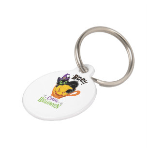 Médaillon Pour Animaux Chat noir Boo, Café citrouille effrayant Halloween