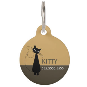 Médaillon Pour Animaux Chat noir, détails personnalisés pour animaux de c