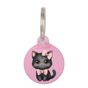 Médaillon Pour Animaux Chat noir mignon avec cabot pour la décoration d'H