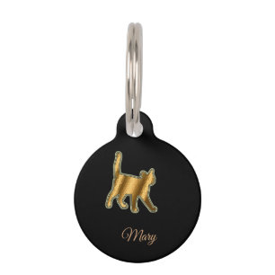 Médaillon Pour Animaux Chat noir or moderne