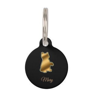 Médaillon Pour Animaux Chat noir or moderne
